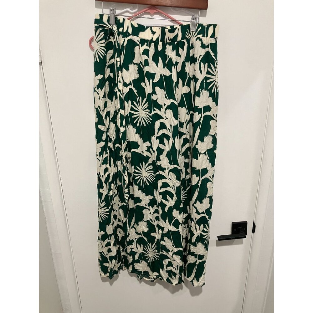 Bsubseach Wide Leg Pants Woman Flowy Floral Palazzo Pants, Green, Size XL - Picture 2 of 4